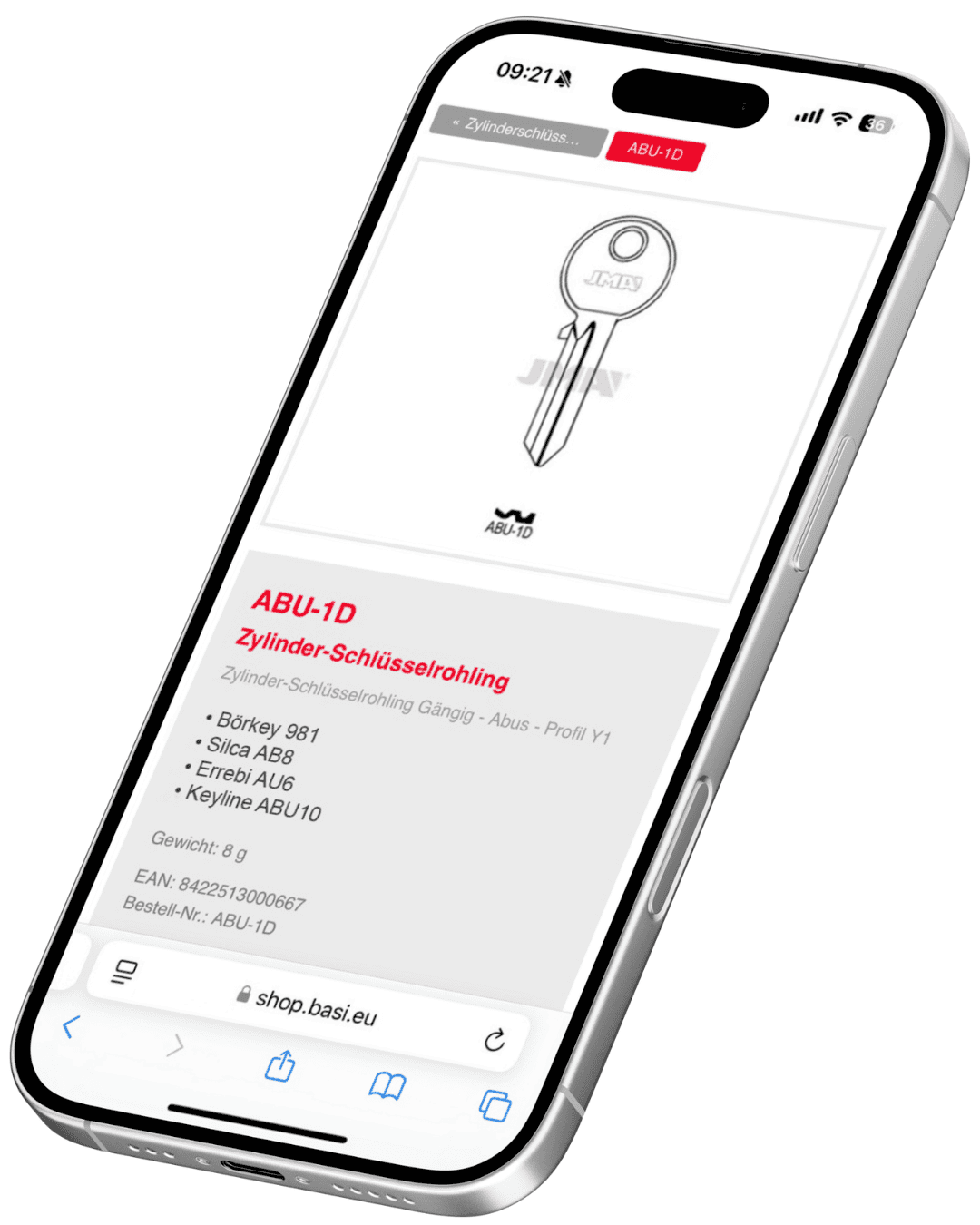 Schlüsselreferenz auf Smartphone suchen